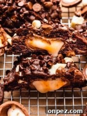 Cut open chocolate cookie with creme egg