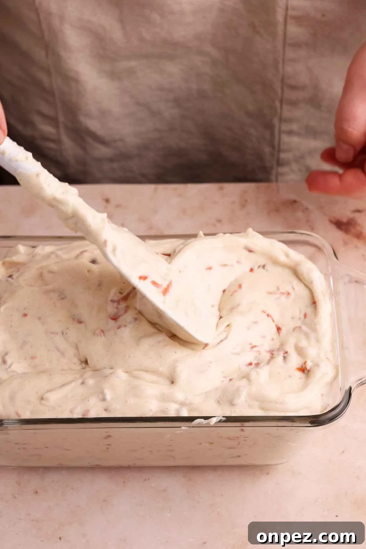 Creamy Carrot Cake Ice Cream Recipe 8 smoothing top of carrot cake ice cream
