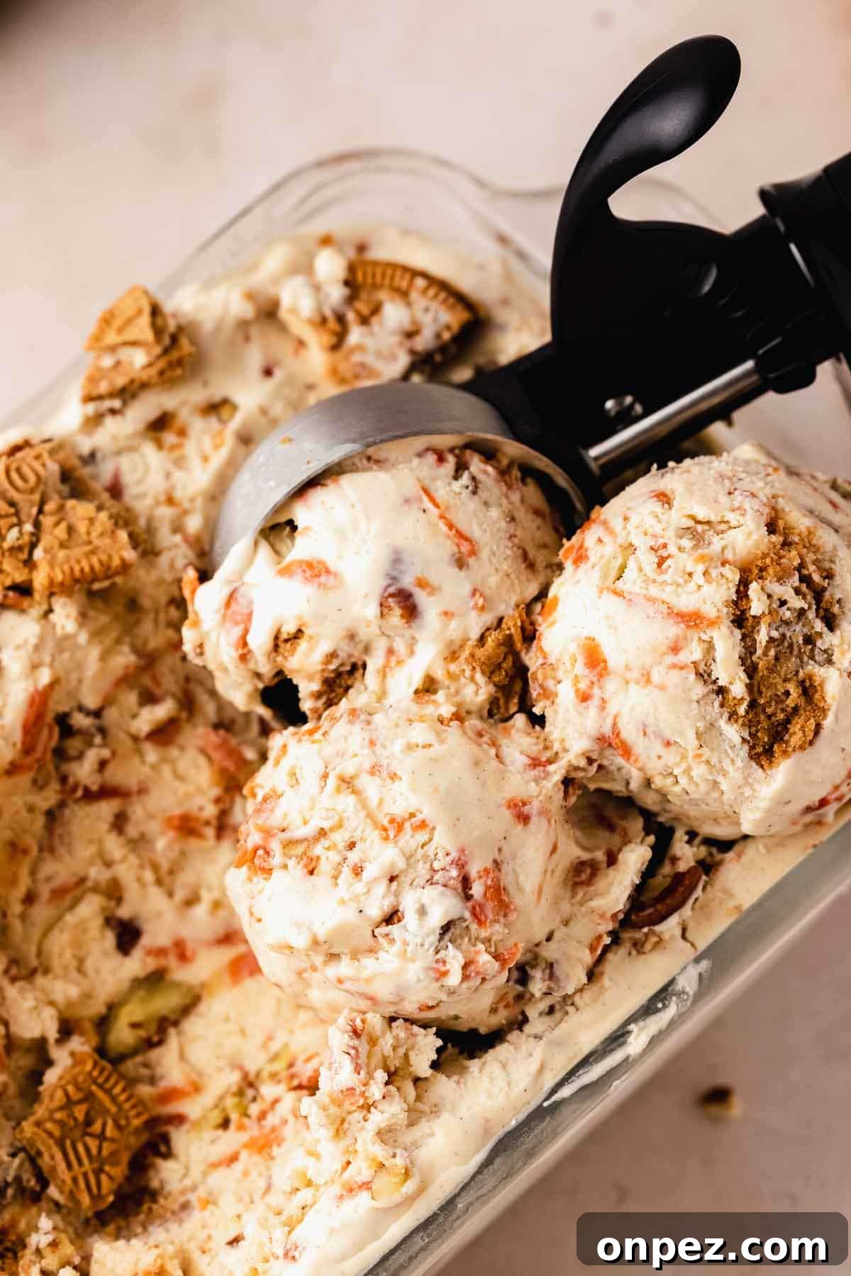 Creamy Carrot Cake Ice Cream Recipe 10 scooping carrot cake ice cream