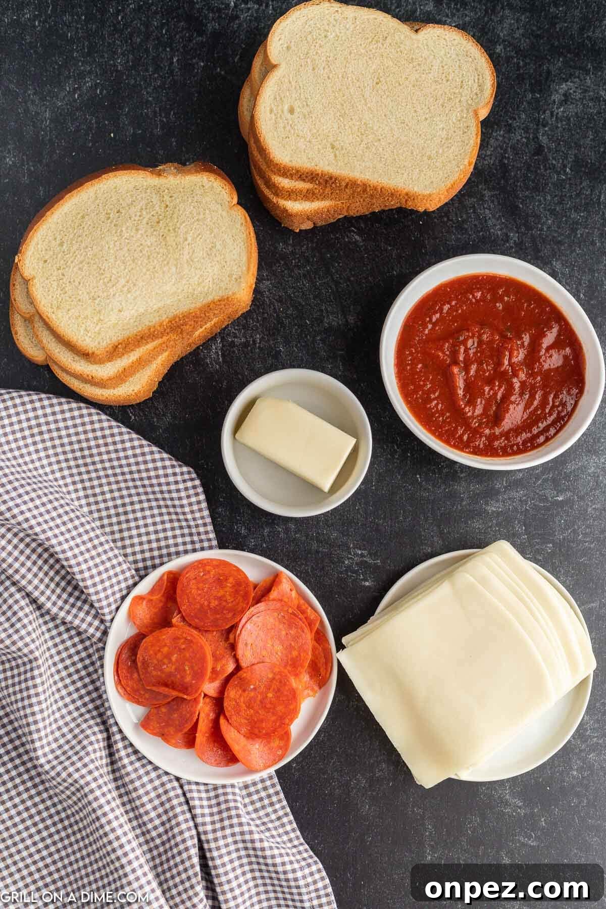 Ingredients needed - butter, artisan bread, pizza sauce, pepperoni, cheese slices