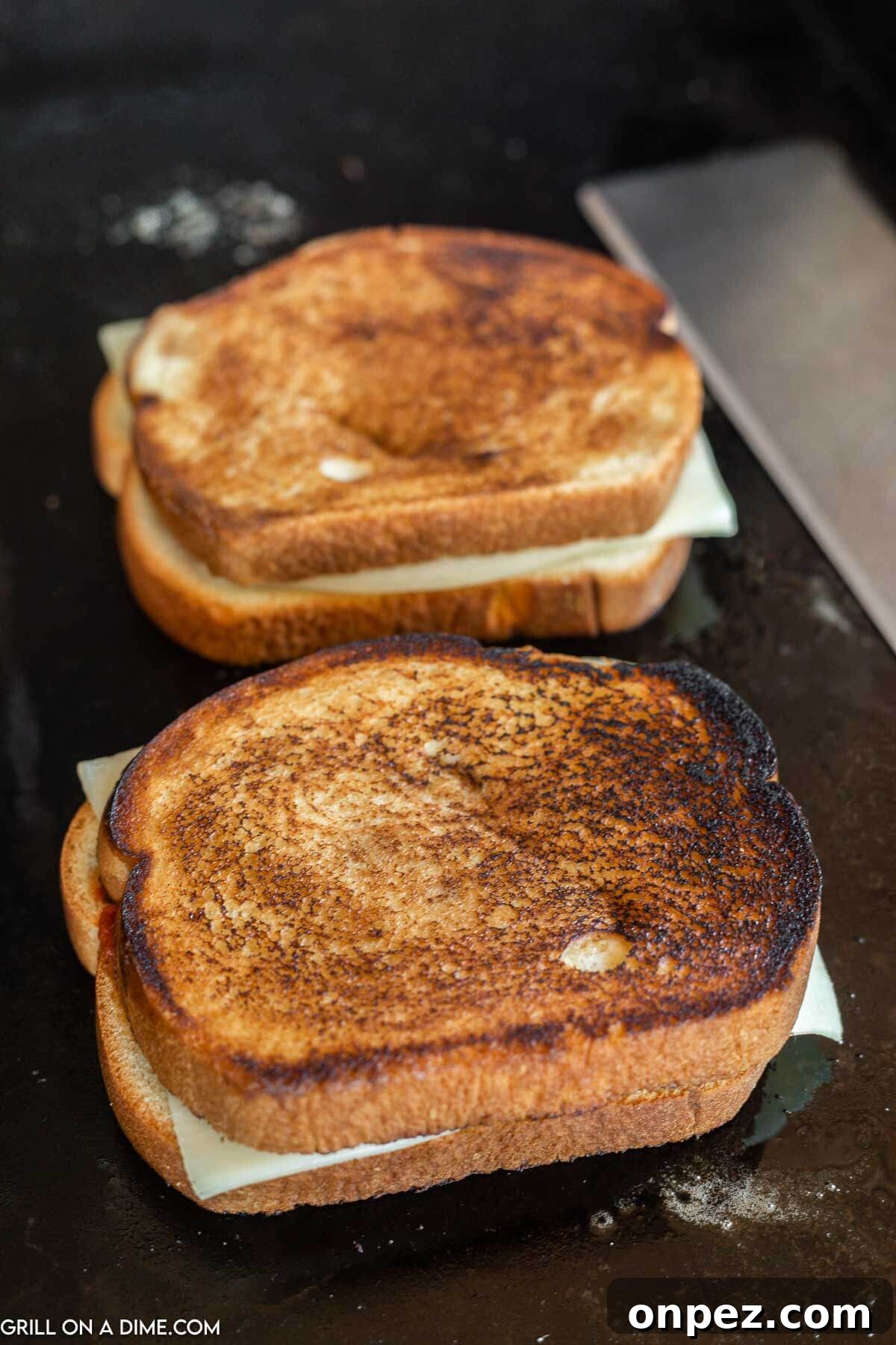 Pizza Grilled Cheese on a griddle