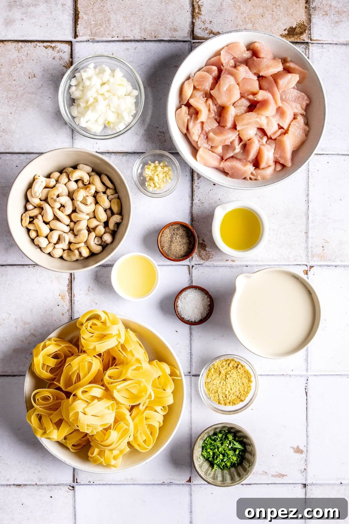 Ingredients for GF DF Chicken Fettuccine Alfredo - Olivia Adriance