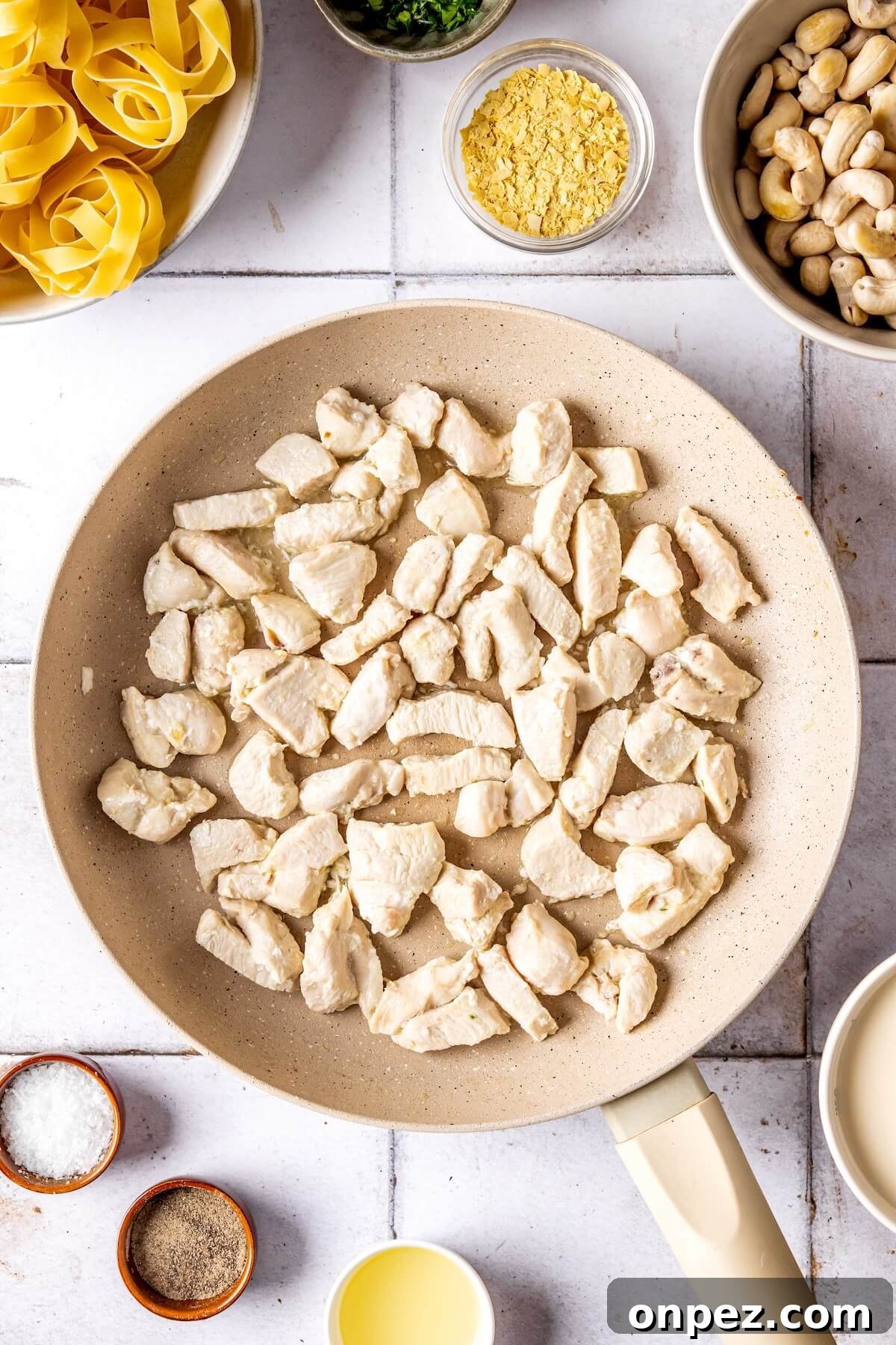 How to Make GF DF Chicken Fettuccine Alfredo Step 2 - Olivia Adriance