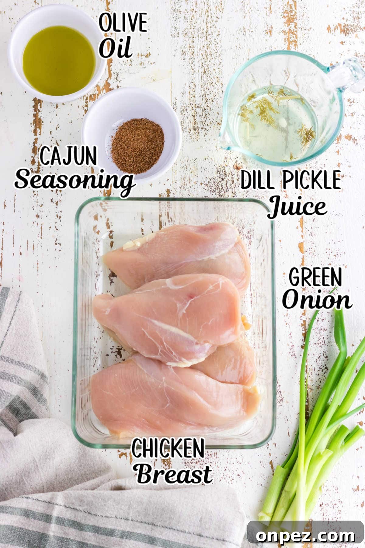Juicy Cajun Grilled Chicken Breast Recipe 3 Labeled ingredients for cajun grilled chicken.