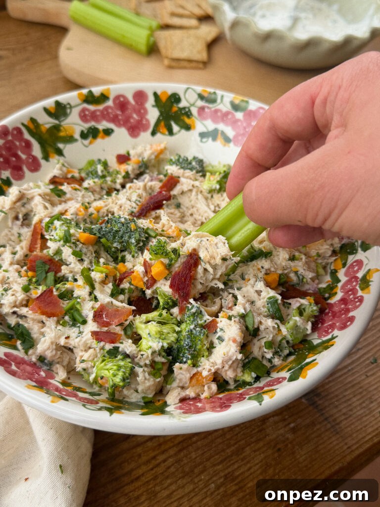 Chicken Salad with Bacon, Cheddar, and Ranch - Mayo-Free 2 Cheddar Bacon Ranch Chicken Salad plated
