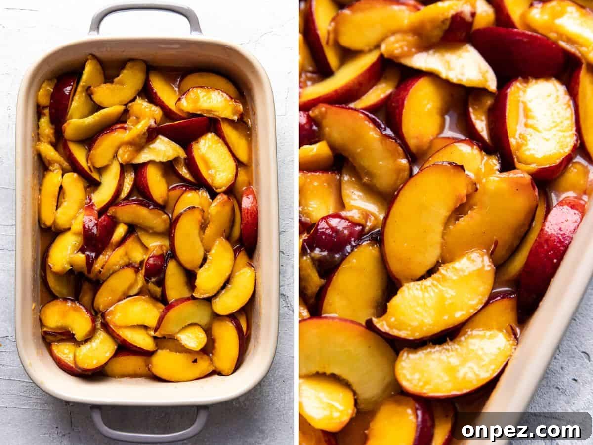 Assembled cobbler ready to bake