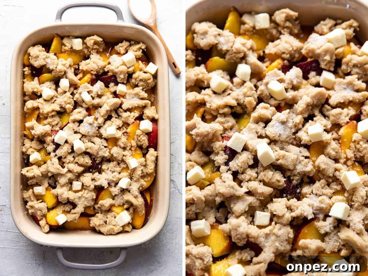 Baking peach cobbler