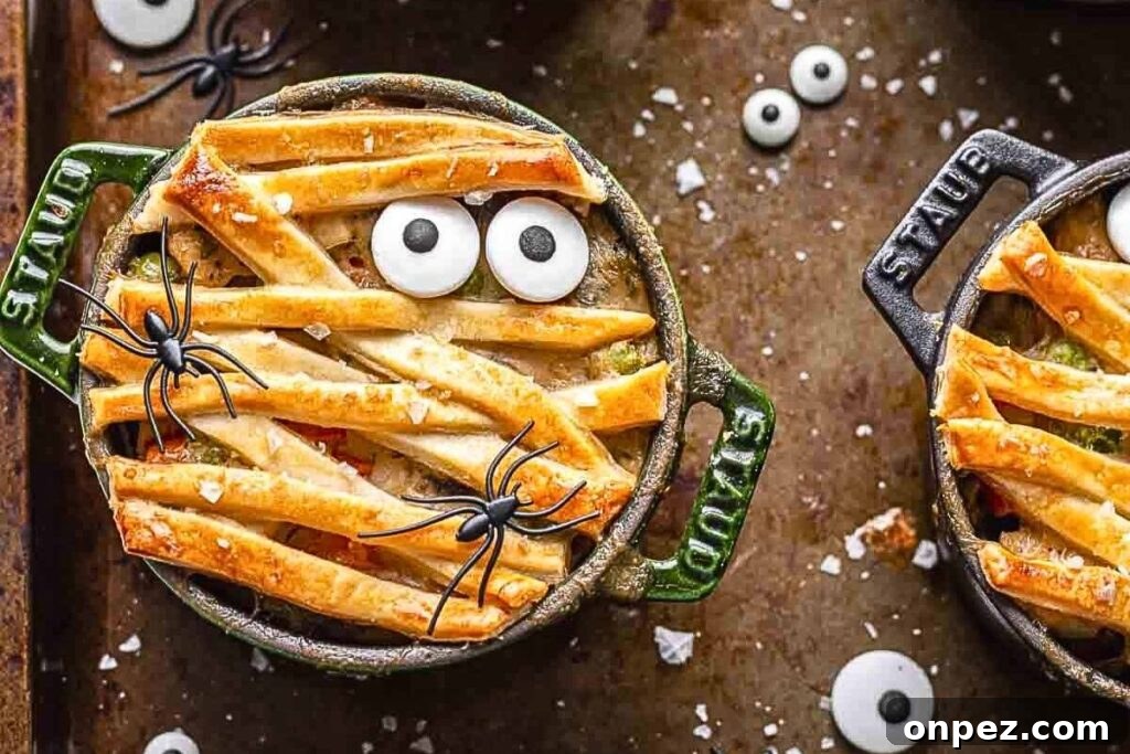 Pot Pies with mummy crust.