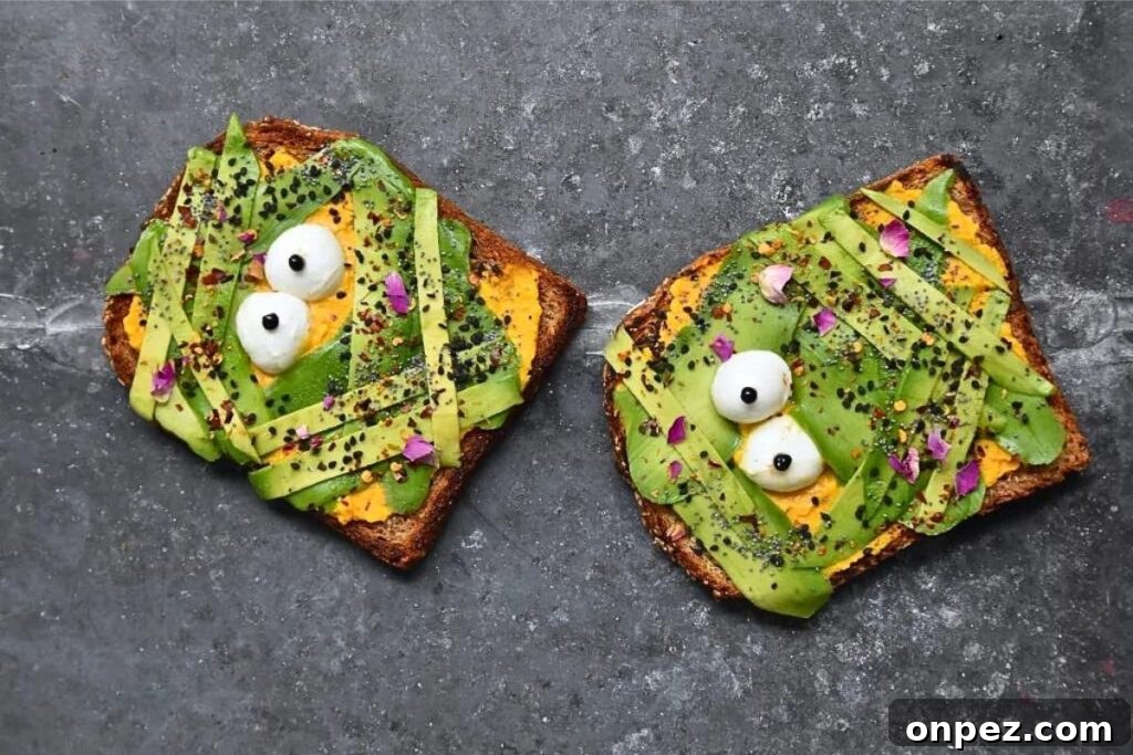 Avocado toast with eyes.