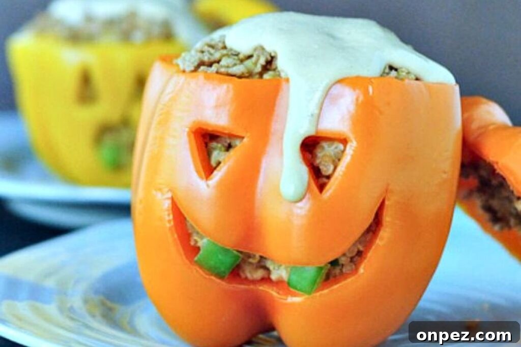 Carved peppers with jalapeno popper flavors inside.