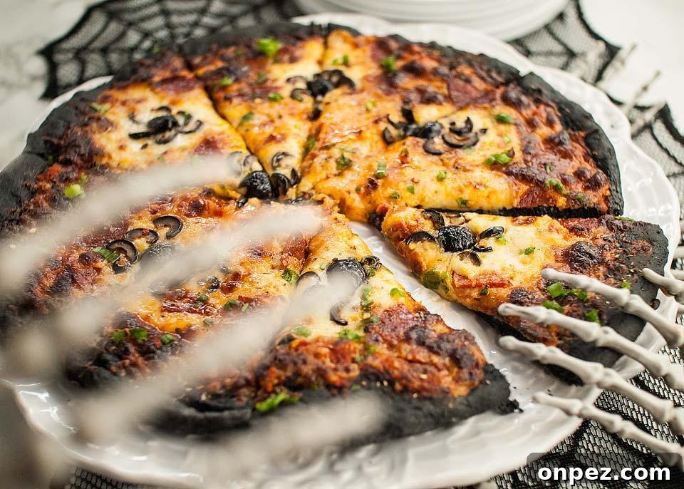 Spider Halloween Pizza with Black Charcoal Crust.